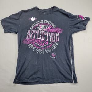 Affliction XL Live Fast Motors Tee Skull Breast Cancer Awareness Pink Ribbon